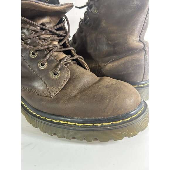 Dr Doc Martens Floral Fold Over Distressed Ankle Combat Boots Brown - Picture 4 of 8